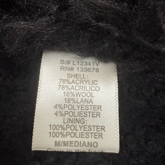 Medium Love Tree Black Teddy Sherpa Open Front Faux Fur Vest - Picture 11 of 12